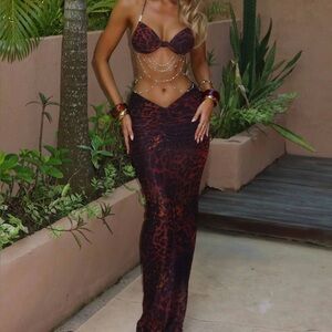 Outcast Caterina skirt top combo Brown Leopard Print Bikini Top